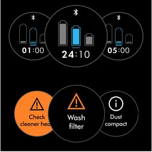 Информация о работе пылесоса в режиме реального времени